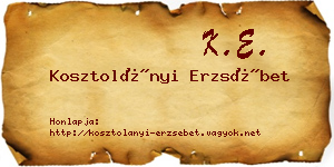 Kosztolányi Erzsébet névjegykártya